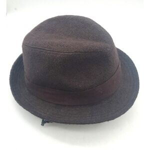 August Burgundy Brown Fedora Felt Hat Poly Wool Blend Floral Lined Adult
